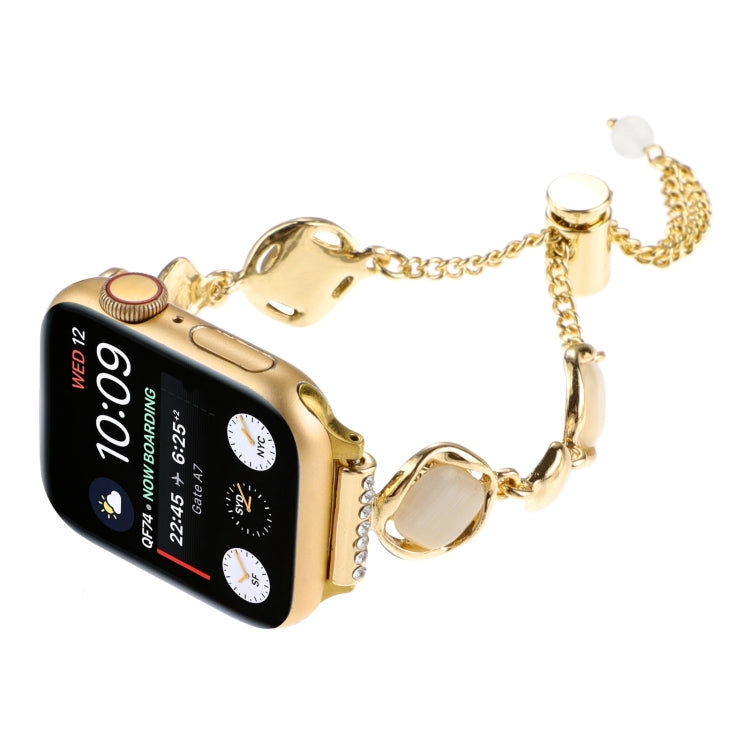 For Apple Watch 38mm Shell Metal Chain Bracelet Watch Band(Gold)