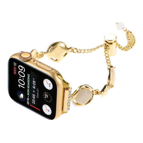 For Apple Watch 38mm Shell Metal Chain Bracelet Watch Band(Gold)