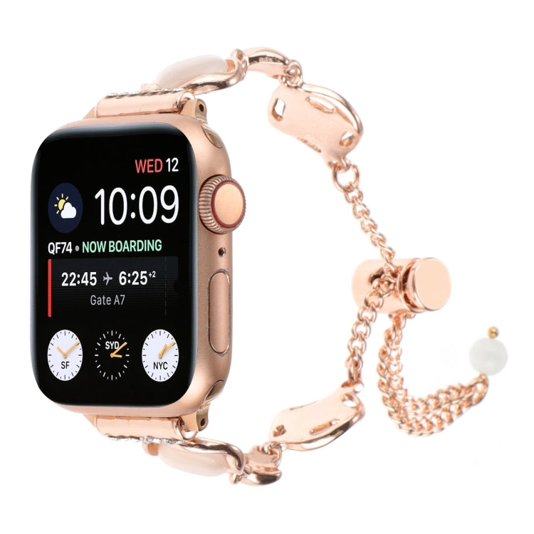 For Apple Watch 38mm Shell Metal Chain Bracelet Watch Band(Rose Gold)