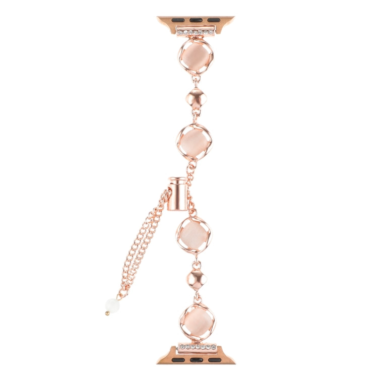 For Apple Watch 38mm Shell Metal Chain Bracelet Watch Band(Rose Gold)