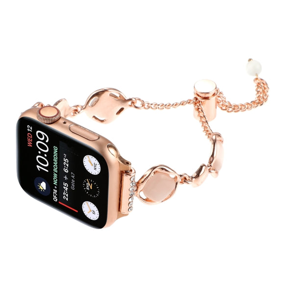 For Apple Watch 38mm Shell Metal Chain Bracelet Watch Band(Rose Gold)