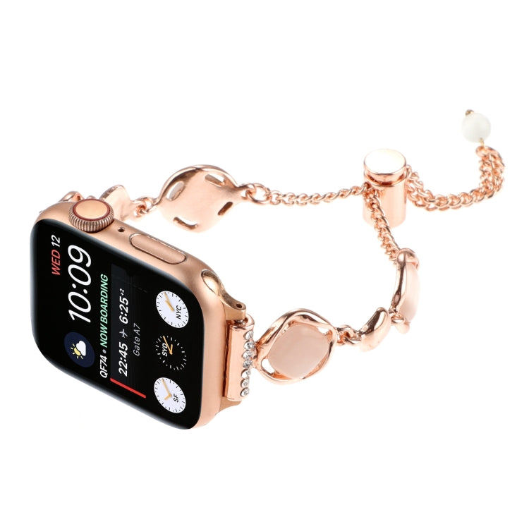 For Apple Watch 38mm Shell Metal Chain Bracelet Watch Band(Rose Gold)