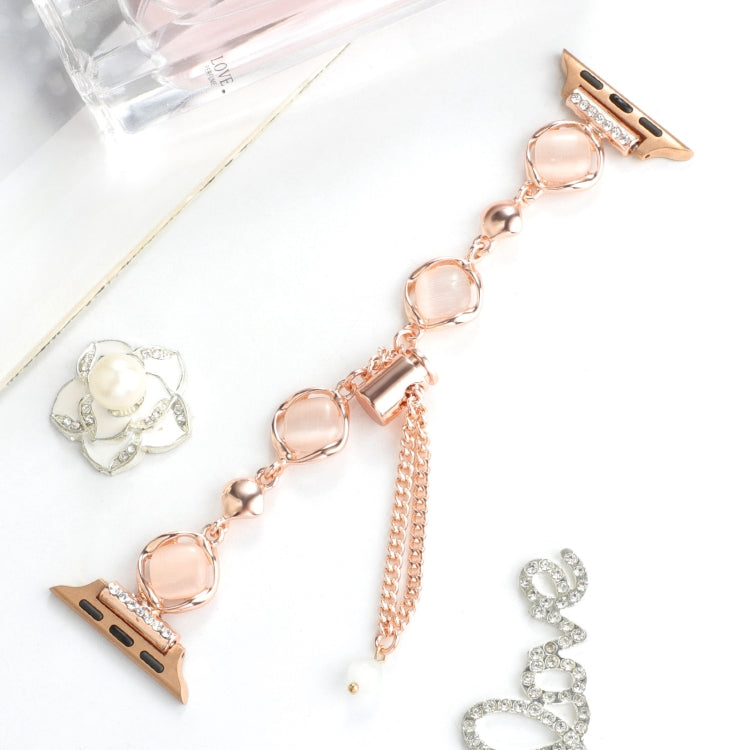 For Apple Watch 38mm Shell Metal Chain Bracelet Watch Band(Rose Gold)