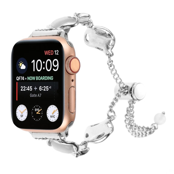 For Apple Watch 38mm Shell Metal Chain Bracelet Watch Band(Silver)