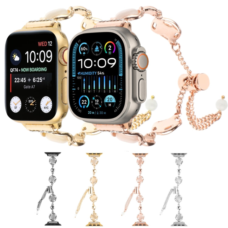 For Apple Watch 38mm Shell Metal Chain Bracelet Watch Band(Black)