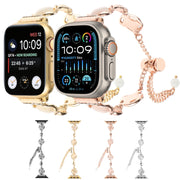 For Apple Watch 42mm Shell Metal Chain Bracelet Watch Band(Gold)