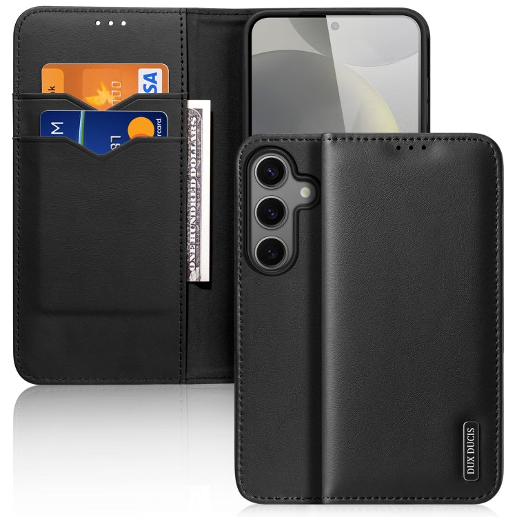For Samsung Galaxy S25 5G DUX DUCIS Hivo Series Cowhide + PU + TPU Flip Phone Case(Black)