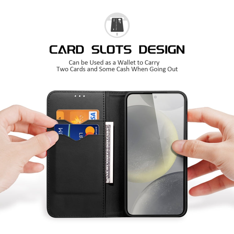 For Samsung Galaxy S25 5G DUX DUCIS Hivo Series Cowhide + PU + TPU Flip Phone Case(Black)