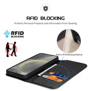 For Samsung Galaxy S25 5G DUX DUCIS Hivo Series Cowhide + PU + TPU Flip Phone Case(Black)