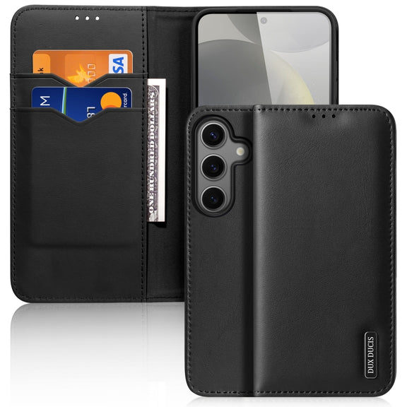 For Samsung Galaxy S25 5G DUX DUCIS Hivo Series Cowhide + PU + TPU Flip Phone Case(Black)