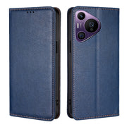 For Huawei Pura 70 Pro / Pro+ Gloss Oil Solid Color Magnetic Leather Phone Case(Blue)