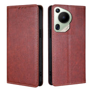 For Huawei Pura 70 Ultra Gloss Oil Solid Color Magnetic Leather Phone Case(Brown)