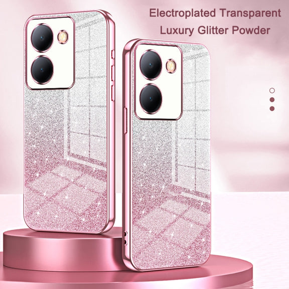 For vivo iQOO 12 Gradient Glitter Powder Electroplated Phone Case(Purple)