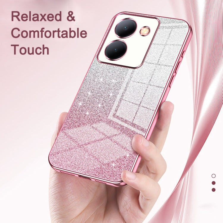 For vivo iQOO 12 Pro Gradient Glitter Powder Electroplated Phone Case(Gold)