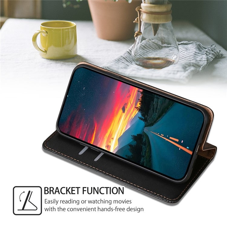 For Honor Magic6 Pro Gloss Oil Solid Color Magnetic Leather Phone Case(Black)