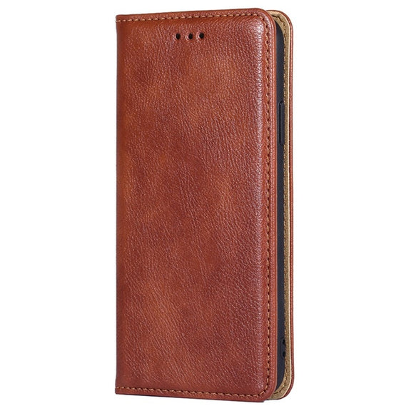 For Honor Magic6 Pro Gloss Oil Solid Color Magnetic Leather Phone Case(Brown)