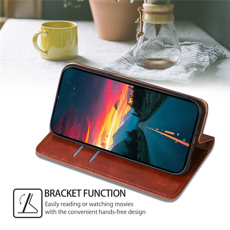 For Honor Magic6 Pro Gloss Oil Solid Color Magnetic Leather Phone Case(Brown)