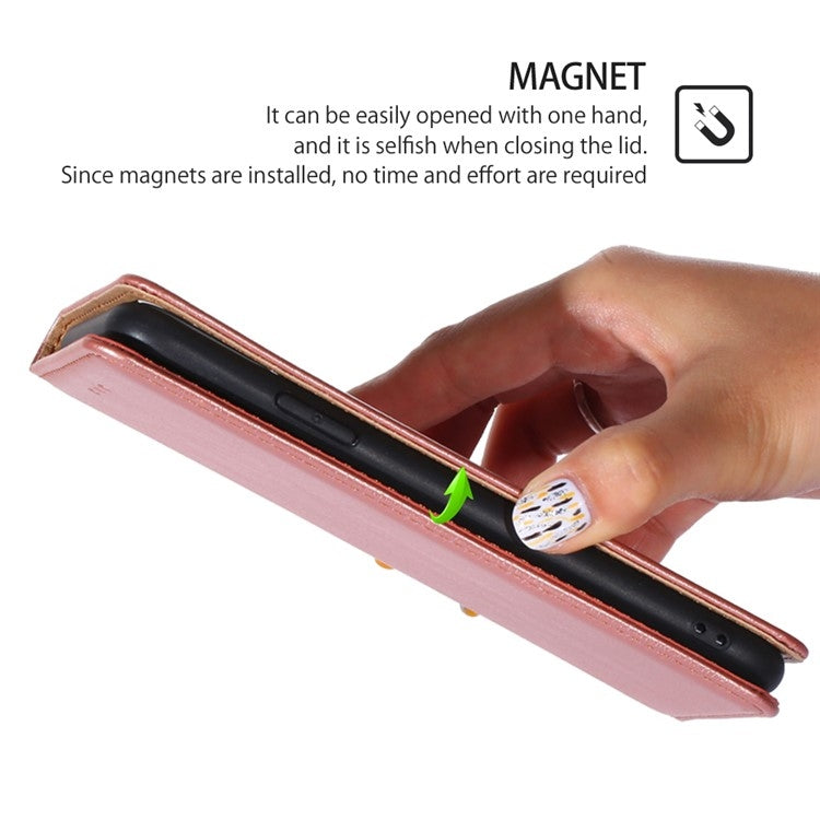 For Honor Magic6 Pro Gloss Oil Solid Color Magnetic Leather Phone Case(Rose Gold)