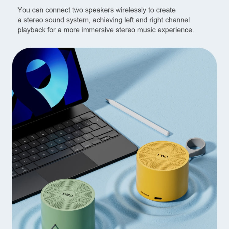 EWA A129 Mini Bluetooth 5.0 Bass Radiator Metal Speaker(Yellow)