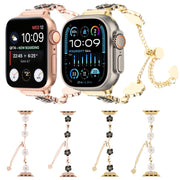 For Apple Watch 38mm Camellia Metal Chain Bracelet Watch Band(White Gold)