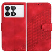 For Xiaomi Redmi K70 YX0060 Elephant Head Embossed Phone Leather Case with Lanyard(Red)