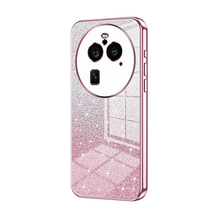 For OPPO Find X6 Pro Gradient Glitter Powder Electroplated Phone Case(Pink)