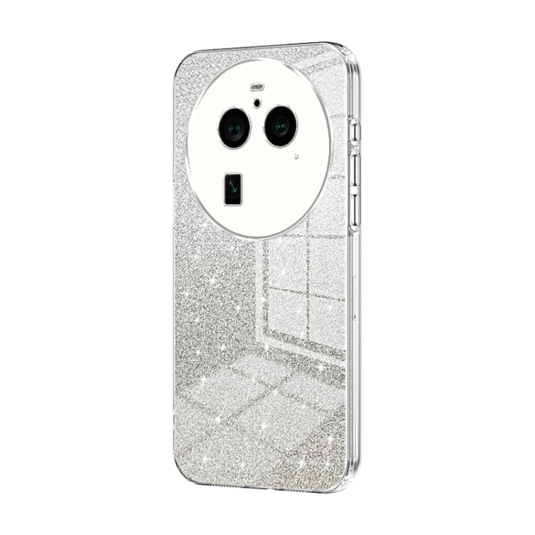 For OPPO Find X6 Pro Gradient Glitter Powder Electroplated Phone Case(Transparent)