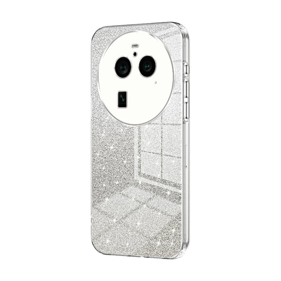 For OPPO Find X6 Pro Gradient Glitter Powder Electroplated Phone Case(Transparent)