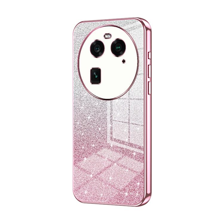 For OPPO Find X6 Gradient Glitter Powder Electroplated Phone Case(Pink)