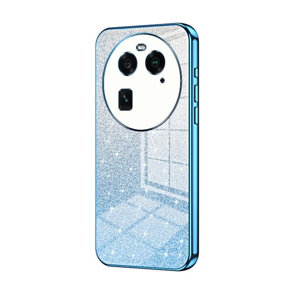 For OPPO Find X6 Gradient Glitter Powder Electroplated Phone Case(Blue)