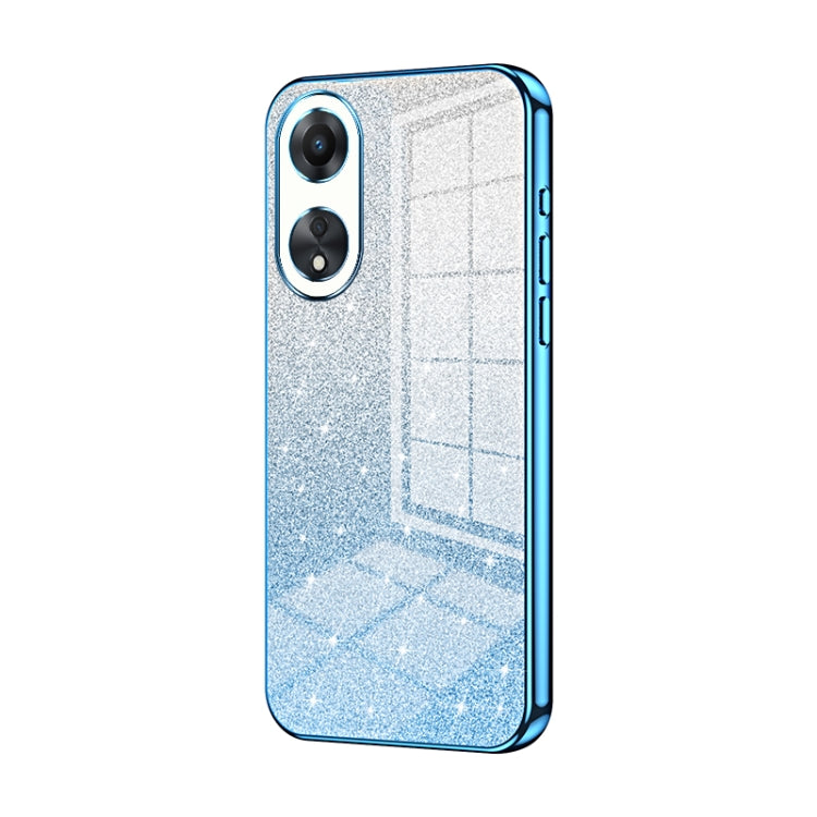 For OPPO A58 5G / A58x 5G Gradient Glitter Powder Electroplated Phone Case(Blue)