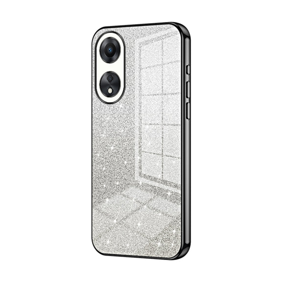 For OPPO A58 5G / A58x 5G Gradient Glitter Powder Electroplated Phone Case(Black)