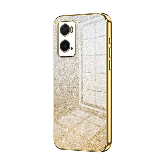 For OPPO A36 / A76 / A96 4G Global Gradient Glitter Powder Electroplated Phone Case(Gold)