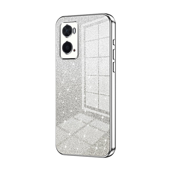 For OPPO A36 / A76 / A96 4G Global Gradient Glitter Powder Electroplated Phone Case(Silver)
