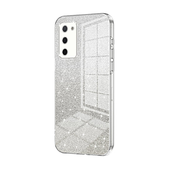 For OPPO A55 5G / A56 / A53s 5G Gradient Glitter Powder Electroplated Phone Case(Transparent)
