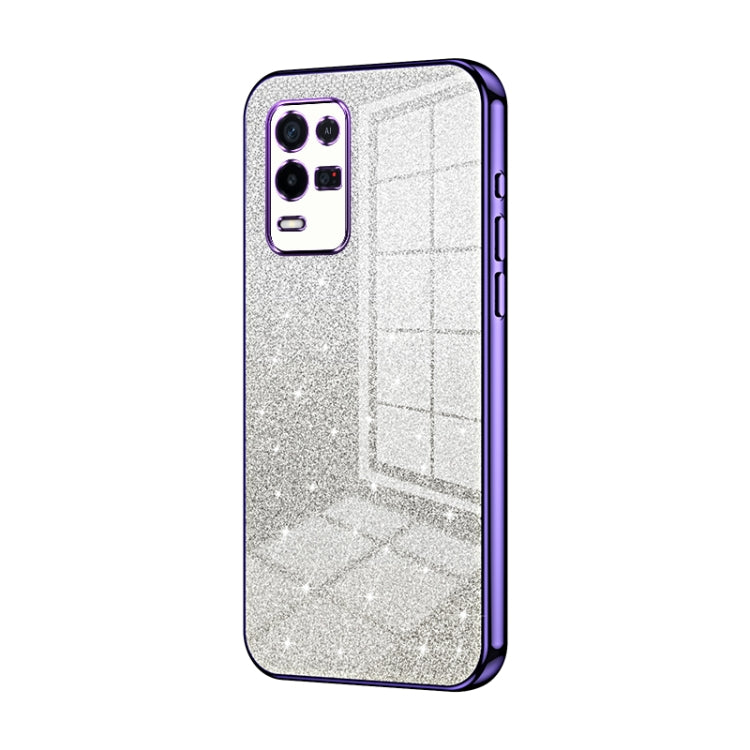 For OPPO K9x Gradient Glitter Powder Electroplated Phone Case(Purple)