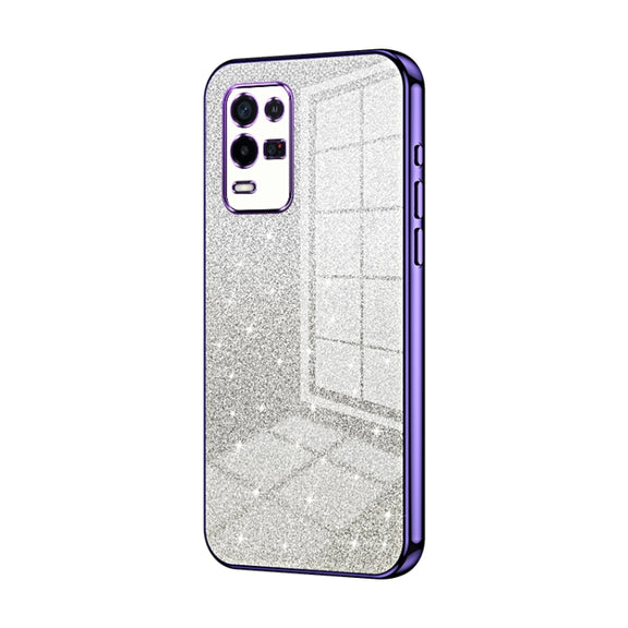 For OPPO K9x Gradient Glitter Powder Electroplated Phone Case(Purple)