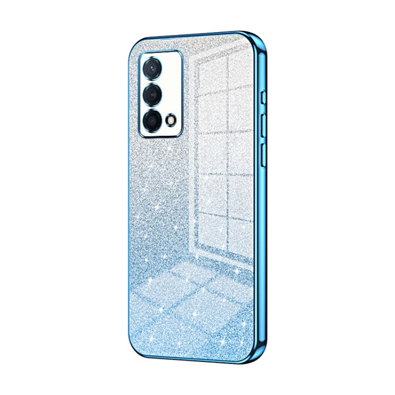 For OPPO K9 Gradient Glitter Powder Electroplated Phone Case(Blue)