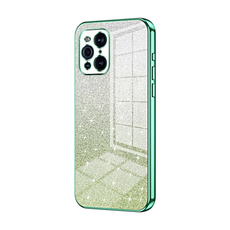 For OPPO Find X3 / Find X3 Pro Gradient Glitter Powder Electroplated Phone Case(Green)