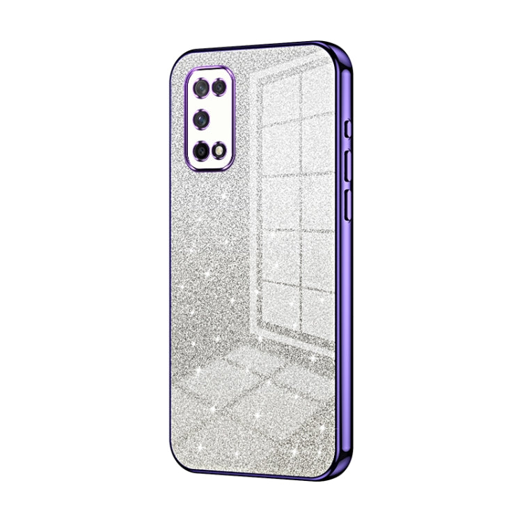 For OPPO K7x / Realme V5 5G Gradient Glitter Powder Electroplated Phone Case(Purple)
