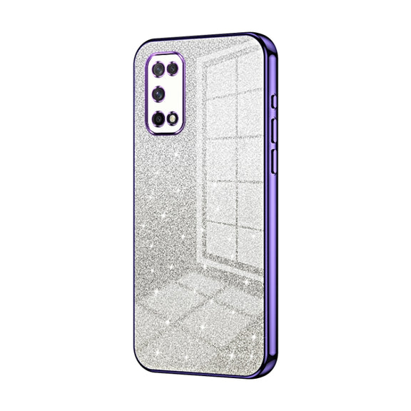 For OPPO K7x / Realme V5 5G Gradient Glitter Powder Electroplated Phone Case(Purple)