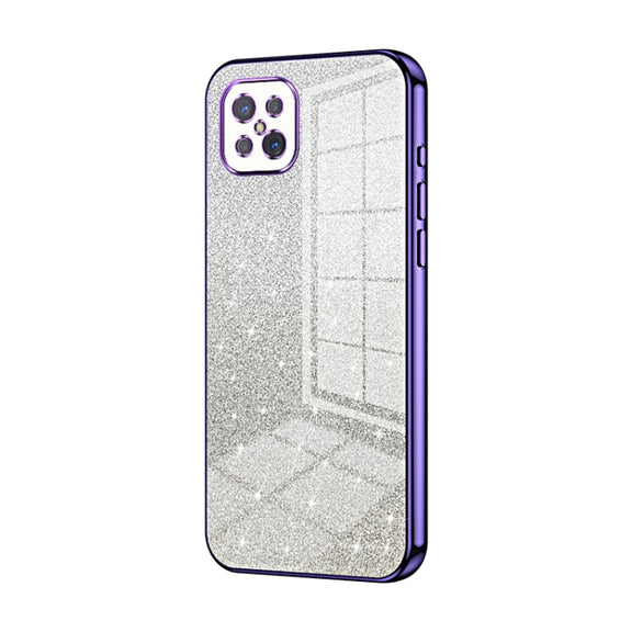 For OPPO A92s / Reno4 Z 5G Gradient Glitter Powder Electroplated Phone Case(Purple)