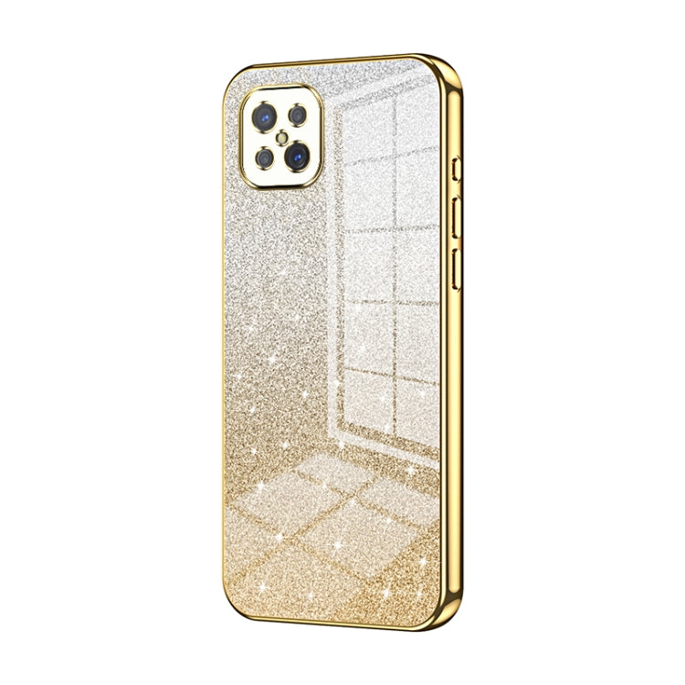 For OPPO A92s / Reno4 Z 5G Gradient Glitter Powder Electroplated Phone Case(Gold)