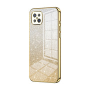 For OPPO A92s / Reno4 Z 5G Gradient Glitter Powder Electroplated Phone Case(Gold)