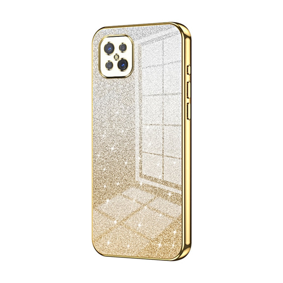 For OPPO A92s / Reno4 Z 5G Gradient Glitter Powder Electroplated Phone Case(Gold)