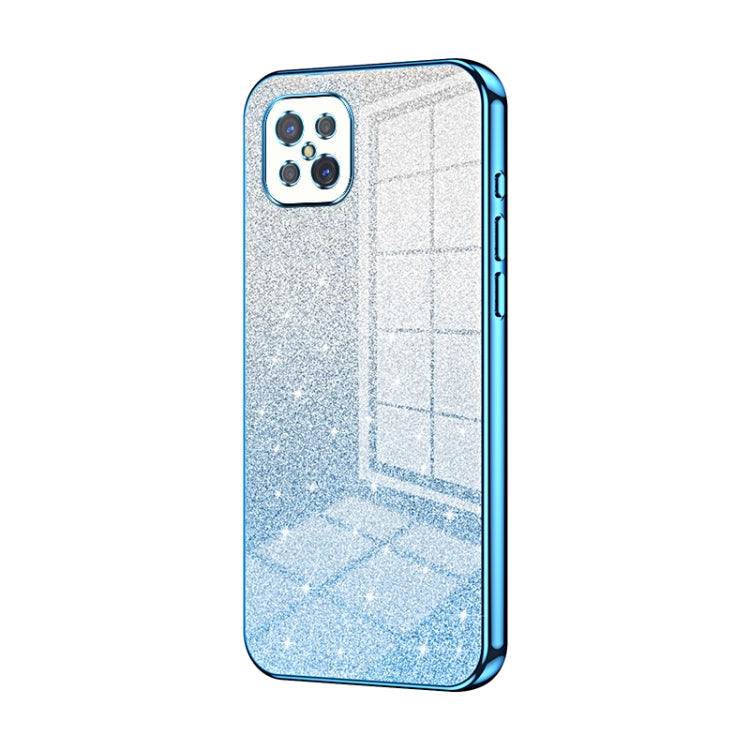 For OPPO A92s / Reno4 Z 5G Gradient Glitter Powder Electroplated Phone Case(Blue)