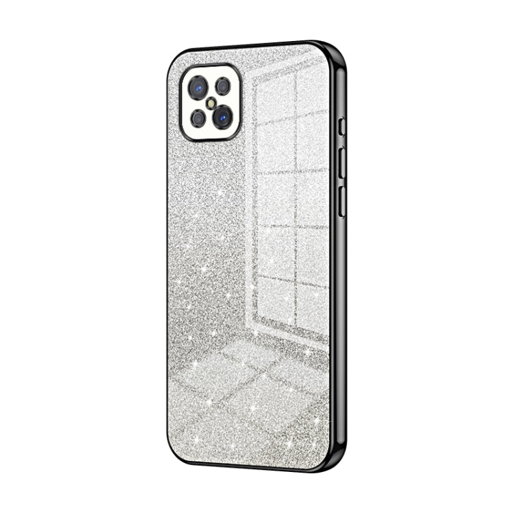 For OPPO A92s / Reno4 Z 5G Gradient Glitter Powder Electroplated Phone Case(Black)
