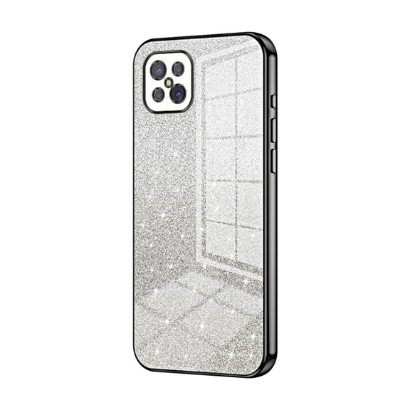For OPPO A92s / Reno4 Z 5G Gradient Glitter Powder Electroplated Phone Case(Black)