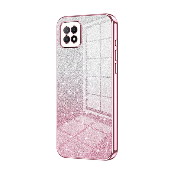 For OPPO A72 5G / A73 5G Gradient Glitter Powder Electroplated Phone Case(Pink)