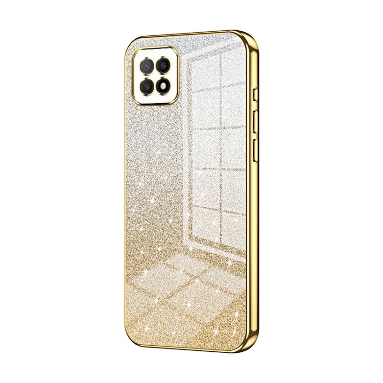 For OPPO A72 5G / A73 5G Gradient Glitter Powder Electroplated Phone Case(Gold)
